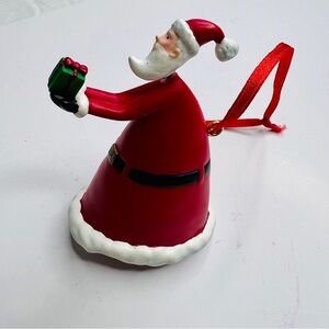 Pier One Imports 2 vintage Santa Claus Christmas ornament Holiday Wood Porcelain